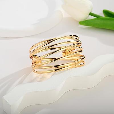 ENSKEFEN Gold Cuff Bracelet for Women Twisted Multi-layer Cross Wire  Bracelet Chunky Cuff Bracelet Wide Gold Open Cuff Bangle Bracelet - Yahoo  Shopping