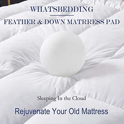 WhatsBedding King Size Mattress Topper 400TC 100%Cotton Cooling Mattress  Pad Cover Extra Thick Alternative Fill Pillow Top Cooling Bed Topper and