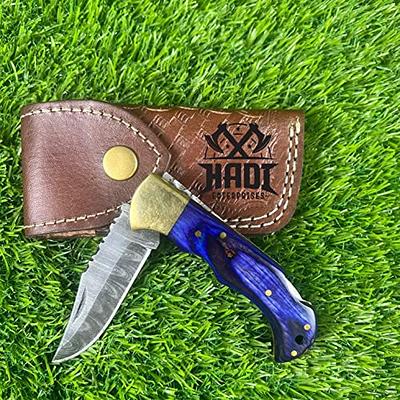  Best.Buy.Damascus1 Damascus knife - Pocket Folding Knife -  Blue Wood Handel - damascus Knife - Damascus Pocket knife - Knife for Men -  Knives - Good For Camping Hunting knife