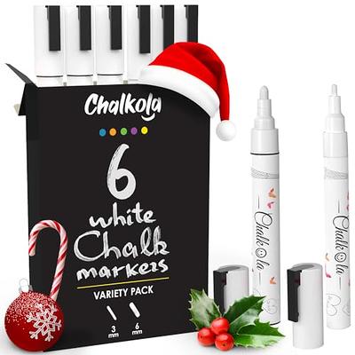 Loddie Doddie White Chalk Markers for Signs, Blackboard, Car Window, Glass  - 5 Unique Tips - Ultra Fine, Fine, Medium, Broad & Jumbo Tips - Erasable  Liquid Chalk (1mm, 3mm, 6mm, 10mm