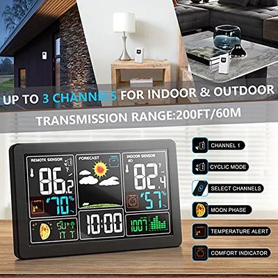Weather Stations Wireless Indoor Outdoor Thermometers, Color Display  Digital Atomic Clocks with Indoor Outdoor Temperature, Weather Thermometers  with Multiple Sensors and Adjustable Backlight - Yahoo Shopping