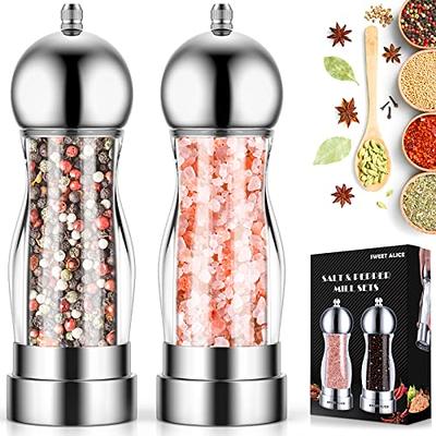 Pepper and Salt Grinder Set, Refillable Acrylic Pepper Mill Set, Easy to  Adjust the Coarseness- 6 inches (silver) - Yahoo Shopping