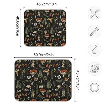 Mushroom Fern Leaves Berry Dish Drying Mat for Kitchen Counter Vintage  Botanical Nature Drying Mats Super Absorbent Reversible Microfiber Kitchen  Countertop Protector Dishes Pad Large18x24 inch - Yahoo Shopping