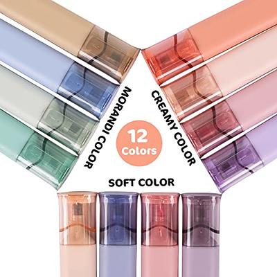 LABUK 12pcs Clear View Tip Highlighter, Dual Tips Marker Pen, Mild Assorted  Colors, See-Through Chisel Tip and Fine Tip, Water Based, No Bleed Dry