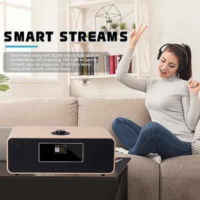 MS3 Stereo Smart Music System with Internet Radio, FM Digital Radio,Clock  Radio,Spotify Connect,Bluetooth Speaker,WiFi  Speaker,Headphone-Out,Alarms,Presets,Remote and App Control–White Oak -  Yahoo Shopping