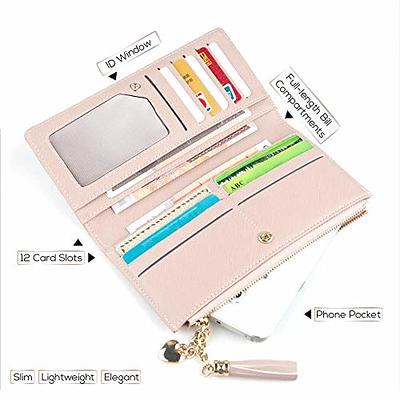 Wallets for Women Leather Cell Phone Case Holster Bag Long Slim Credit Card Holder Cute Minimalist Coin Purse Thin Large Capacity Zip Clutch Handbag