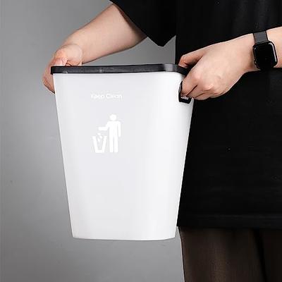 rejomiik Small Trash Can, 3.5 Gallon Slim Garbage Can Plastic Waste Basket  with Handles Container Bin for Narrow Spaces Bathroom, Bedroom, Kitchen