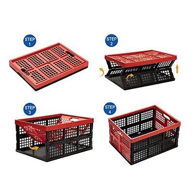 Eslite 34L Large Plastic Folding Storage Crates,Collapsible Crates for  Storage,Pack of 3 (Black+Red) - Yahoo Shopping