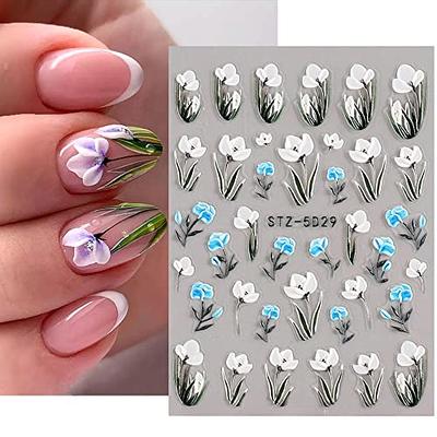 Flower Nail Art Stickers Decals 6Sheets Spring Rose 3D Self-Adhesive Nail Stickers  Flowers Rose Butterfly Design Nail Decals for Nail Art Women Girls Acrylic  Nails Decorations DIY Nail Art Supplies