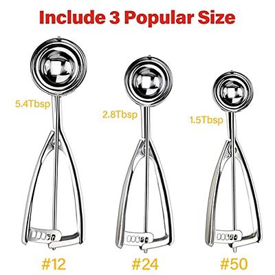 Ice Cream Scoop Set - Small/1.5 Tablespoon, Medium/2.8 Tablespoon,  Large/5.4 Tablespoon, 18/8 Stainless Steel Upgraded Cookie Scoop Set for  Baking 