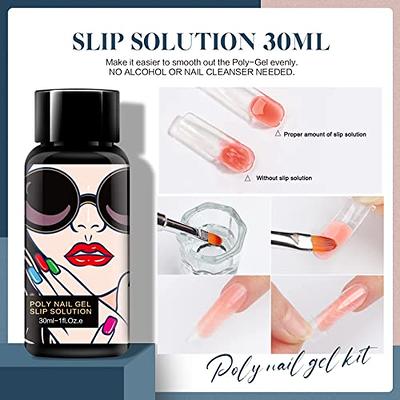 Poly Nail Gel Kit With LED Lamp Slip Solution and Glitter 