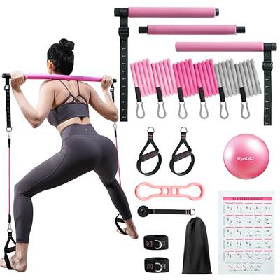 Pilates Bar, Wastou Portable Pilates Bar Kit with Adjustable Resistance  Band for Different Height, Home Gym Exercise Stick Yoga Bar with Foot Loop  for Hipsline, Stretching, Muscle Toning (Black) : : Sports