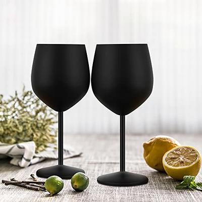 Lifecapido Stainless Steel Wine Glasses Set of 2, 18oz Stainless Steel Stem  Wine Goblets, Stemmed Metal Wine Glasses with Cup Brush for Party Office  Anniversary, Great for Red White Wine (Black) 