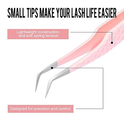 Fiber Tip Lash Tweezers for Eyelash Extensions, Professional 90