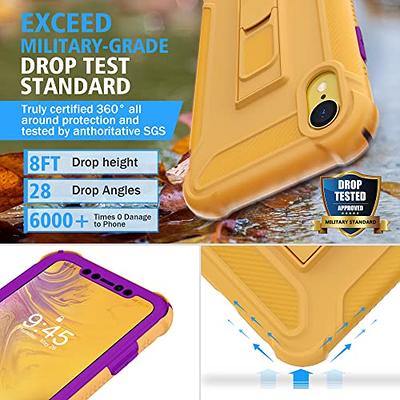 SPIDERCASE for iPhone XR Case, [10 FT Military Grade Drop Protection]  [Non-Slip] [2 pcs Tempered Glass Screen Protector] Shockproof Airbag  Cushion