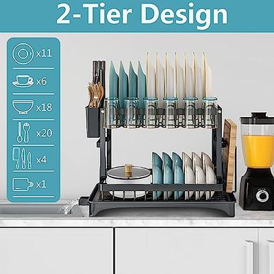 Santentre 2-Tier Dish Drying Rack with Removable Utensil Holder, Over Sink  Dish Drying Rack for Space Saver, Dish Drainers for Kitchen Counter, Rust  Resistant Stainless Steel Dish Rack, Black - Yahoo Shopping