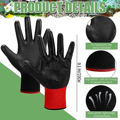 6 Pairs Safety Working Gloves Black Pu Polyester Cotton Glove Industrial  Protective Work Gloves or Construction Security Garden