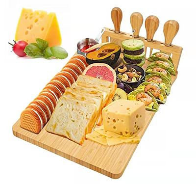 AIDEA Wood Cutting Board Cheese Board with Handle Set of 2 - Wood  Charcuterie Platter Serving Tray for Cheese, Crackers, Meat And Wine- Great  for Birthday, Housewarming & Wedding Gifts 