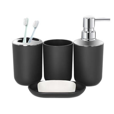 Grey Resin Bathroom Accessory Set, 5 Pcs Bathroom Accessories Set with  Lotion Dispenser,Soap Dish,Toothbrush Holder,Vanity Tray,Qtip Holder  Dispenser, Modern Bathroom Decor and Housewarming Gift Set : : Home