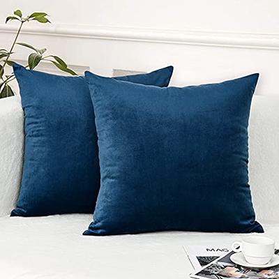 MIULEE Pack of 2 Blue Decorative Pillow Covers 18x18 Inch Soft Chenille  Couch Throw Pillows Farmhouse Cushion Covers for Sofa Bedroom Living Room