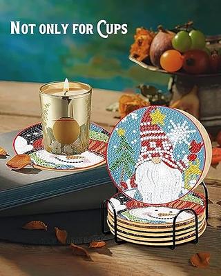 8 Pcs Diamond Painting Coaster Kits with Holder,Christmas Winter Snowman Diamond Art Coasters 5D Diamond Painting Kits for Adults, Beginners, Kids