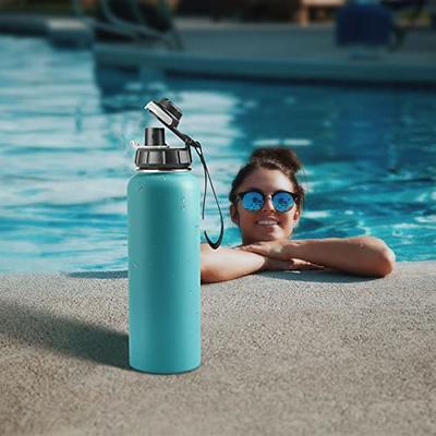 Straw Lid for Hydro Flask 12 16 18 20 32 40 64 oz Wide Mouth Water Bottle, with Carrying Handle, Sport Water Bottle Accessories, Black