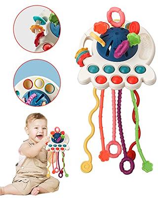 Oueyes Montessori Toys for Babies 6-12 Months Baby Sensory Toys Teething  Toys 12-18 Months Pull String Activity Toys Sensory Toys for Toddlers 1-3