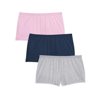 Plus Size Women's Cotton Boyshort Panty 3-Pack by Comfort Choice