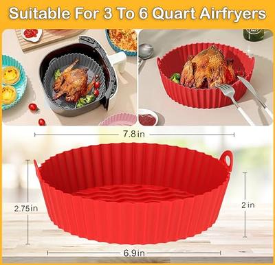 FROVEN Silicone Air Fryer Liners 7.8 inch, for 3-6QT, 2-Pcs Round