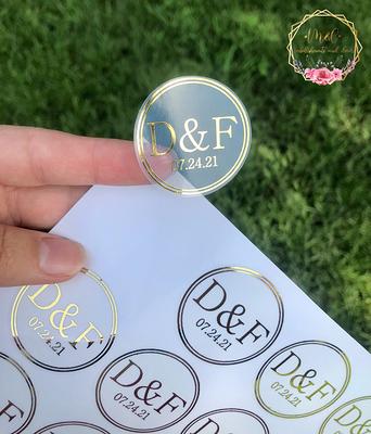 Personalised Clear Gold Wedding Stickers/Labels Envelopes Seals Sticker  50pcs