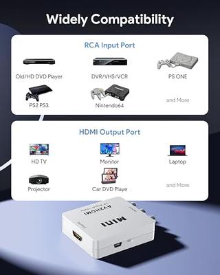 HDMI to RCA Converter, HDMI to AV 3RCA CVBs Composite Video Audio Converter  Adapter Supports PAL/NTSC for TV Stick, Roku, Android TV Box, DVD ect