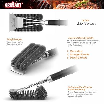 Grillart Grill Brush Bristle Free & Scraper - Safe BBQ Brush for Grill