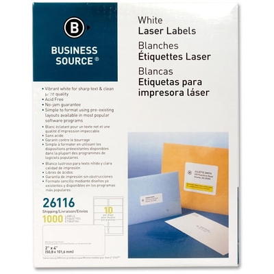 Business Source Bright White Premium-quality Shipping Labels