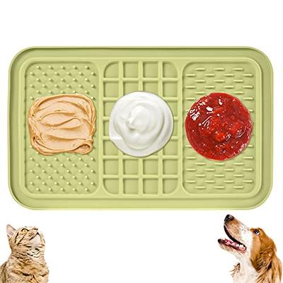  CIICII Large Lick Mat for Dogs & Cats, 10.3 * 8.3 Inch Dog Slow  Feeder Licking Mat with Suction Cups (Blue Dog Lick Mat + Orange Spatula)  for Dog Treats/Cat Food (