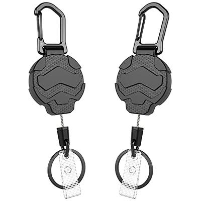 2 Pack - Heavy Duty Badge Reel with Badge Holder & Key Ring