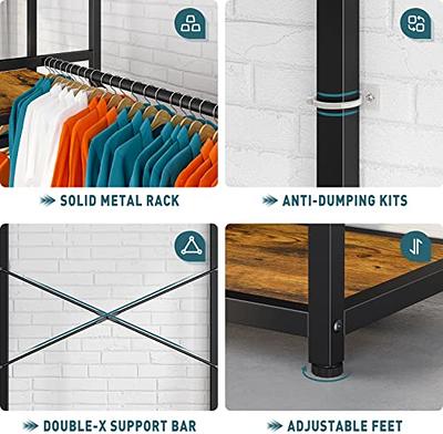 Raybee Free Standing Closet Organizer,Clothing Rack with Shelves Heavy Duty  Clothes Rack for 250+ Clothing Racks for Hanging Clothes Load 400LBS