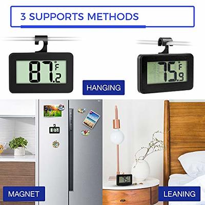 KIMANN Mini Refrigerator Thermometer, Digital Fridge Freezer Temperature  Monitor with Hook & Large LCD Display for Indoor/Outdoor