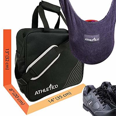 Athletico Bowling Bag for Single Ball - Single Ball Tote Bag with Padded Ball Holder - Fits A Single Pair of Bowling Shoes Up to Mens Size 14 (Black)