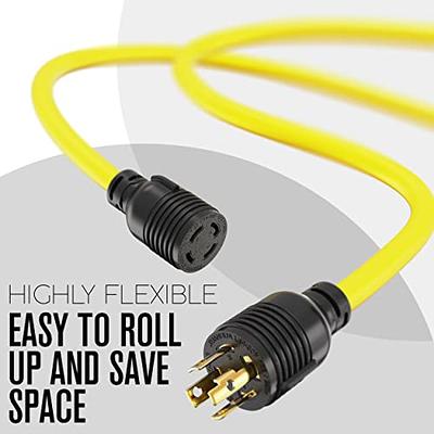  Yodotek 40FT Heavy Duty Generator Locking Power Cord NEMA  L14-30P/L14-30R,4 Prong 10 Gauge SJTW Cable, 125/250V 30Amp 7500 Watts  Yellow Generator Lock Extension Cord with UL Listed : Patio, Lawn 