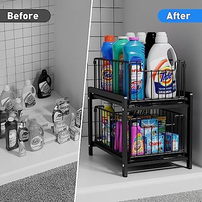  Under Sink Organizers and Storage Kitchen, Bathroom Under  Cabinet Shelf, 2 Tier Pull Out Under Cabinet Storage Organization, Metal  Rolling Kitchen Sink Organizer with Non-slip Feet-2Pack(Silver): Home &  Kitchen