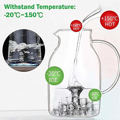 Glass Pitcher with Lid and Spout - High Heat Resistance Pitcher for  Hot/Cold