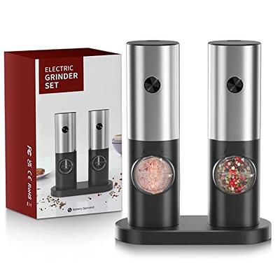 NEW Electric Salt And Pepper Grinder SET Powered Gravity Sensor With Metal  Stand