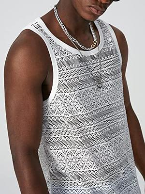 WDIRARA Men's Mesh See Through Sleeveless Tank Top Sheer Round Neck Tops  White XL - Yahoo Shopping