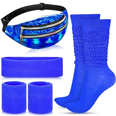 Tarpop 4 Pcs Tarpop 80s Neon Sweatband Headband Wristband Set Neon Slouch  Socks Sweat Band Headband Waist Bag for Women Party(Blue) - Yahoo Shopping