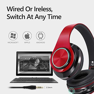 Bluetooth Headphones Wireless/Wired Over Ear Headphones HiFi Bass Stereo  Built