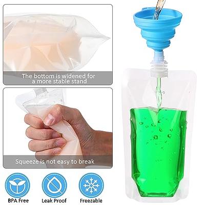 24 Pcs Plastic Flasks, 8 Oz Concealable and Reusable Drink Pouches,  Leak-Proof Food Grade Plastic for Travel