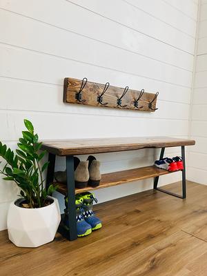 Reclaimed wood hallway bench / shoe storage / shoe bench / shoe rack / hall  bench