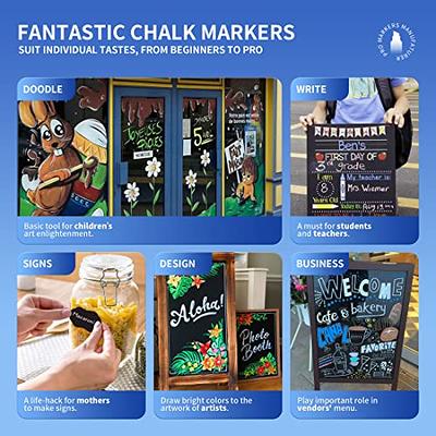 Lenski Chalk Markers, 16 Chalkboard Markers, Liquid Chalk Markers, Washable Markers for Glass Window, Dry Erase Markers Chalk Markers for