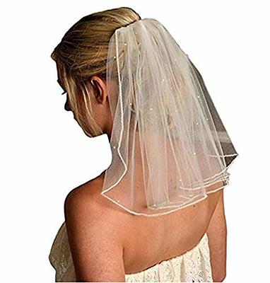 EllieHouse Women's 1 Tier Cathedral Flower Lace Wedding Bridal Veil with Metal Comb L95