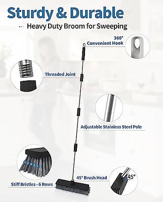 Yocada Push Broom Brush Stiff Bristles Broom Head Telescopic Heavy-Duty  Outdoor Commercial for Cleaning Bathroom Kitchen Patio Garage Deck Concrete